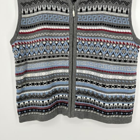 Field Gear Sweater Vest Men XL Zip Front Geometric Pattern Knit Pullover Preppy - Picture 3 of 10